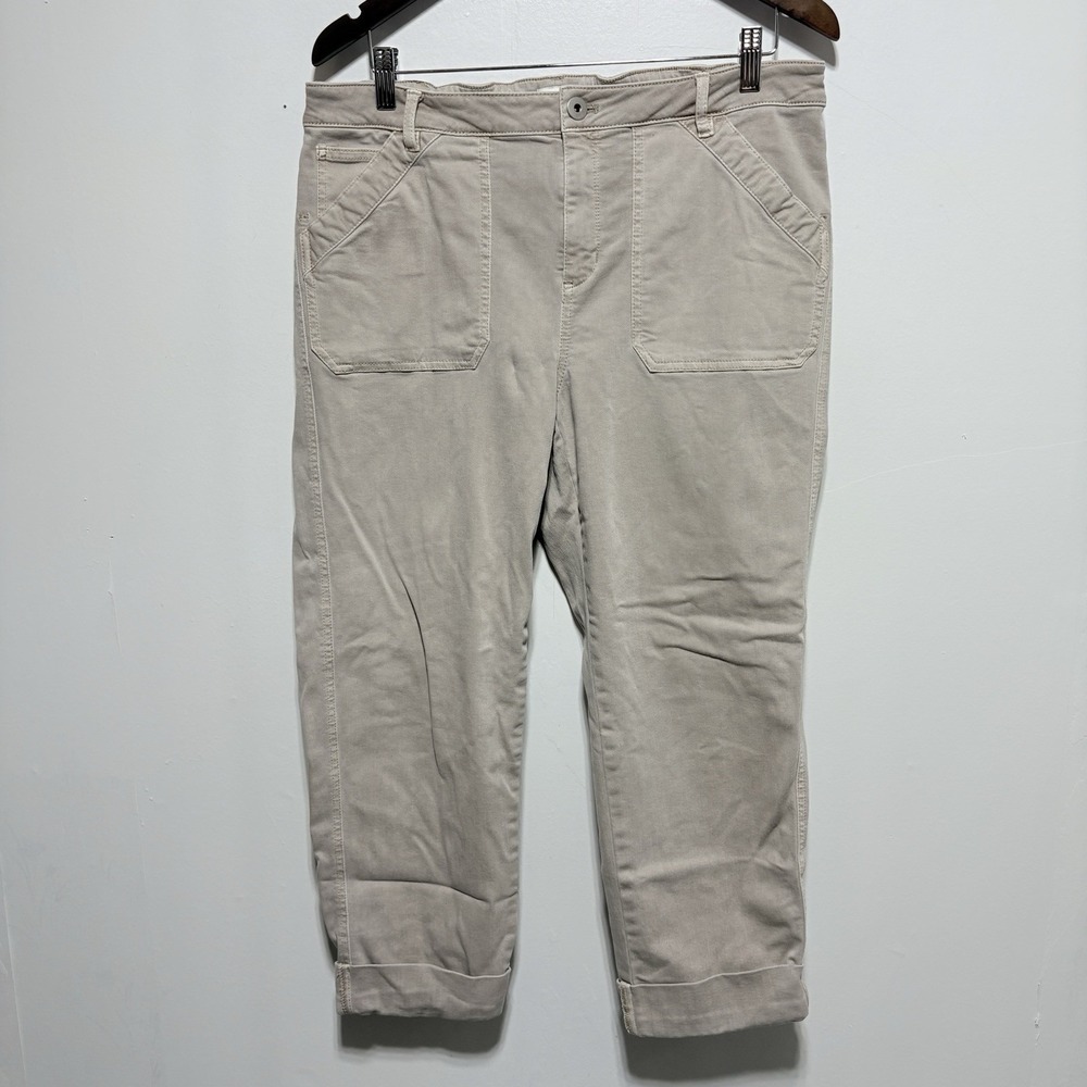 J Jill Denim Jeans Womens 16P Beige High Rise Straight Leg Stretch Cropped Denim